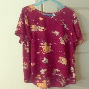 Red summery, flowery, Blouse
